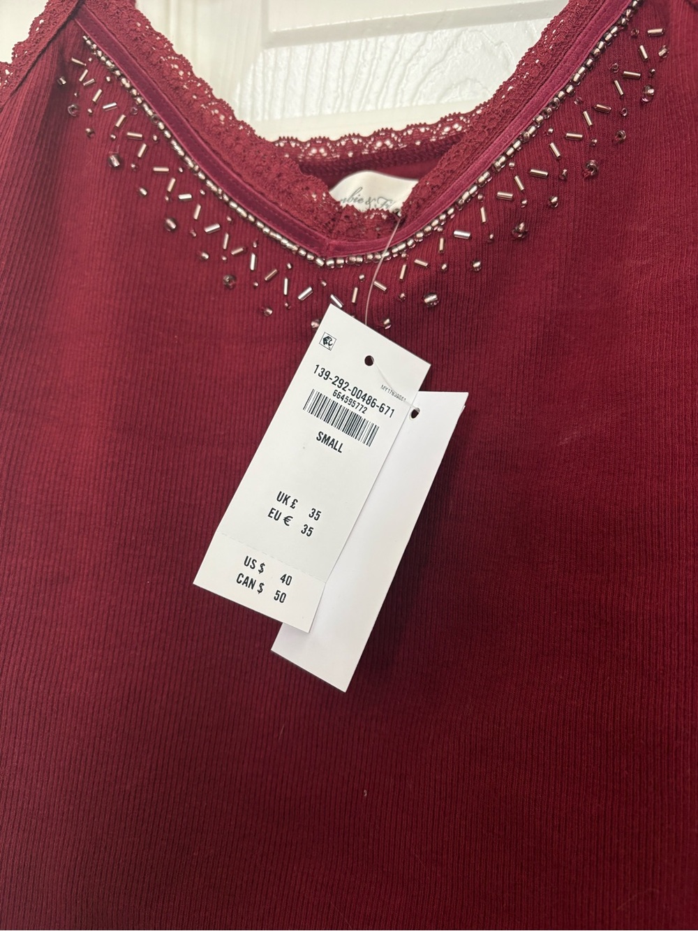 Abercrombie & Fitch Burgundy Lace-Trim Camisole - Picture 2 of 4